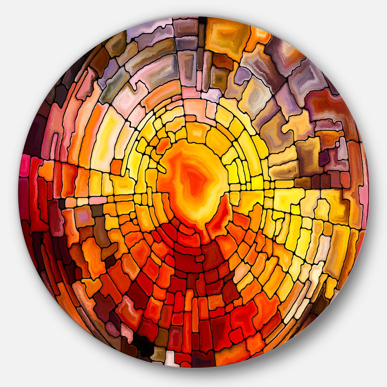 Designart - Return of Stained Glass' Contemporary Metal Circle Wall Art